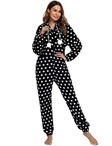Fleece Polka Dot Hooded Onesie