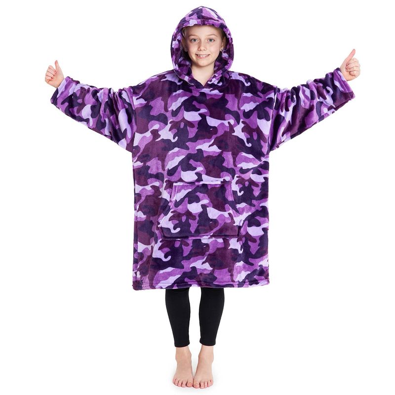 Purple Camo Hoodie Blanket Teen