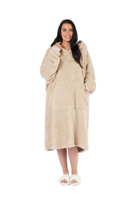 Long Hoodie Blanket Beige