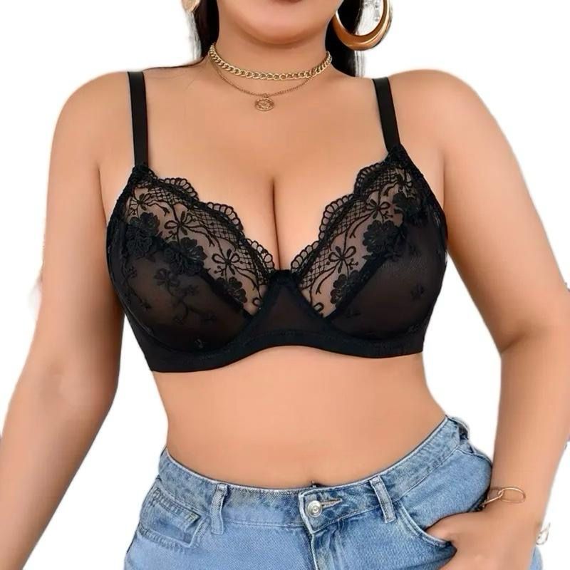 Sheer Black Bra Plus Size