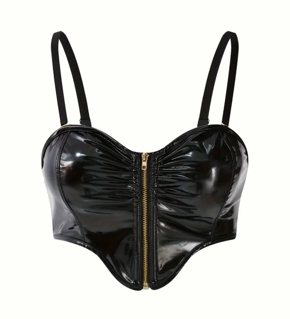 Faux Leather Bra With Zip