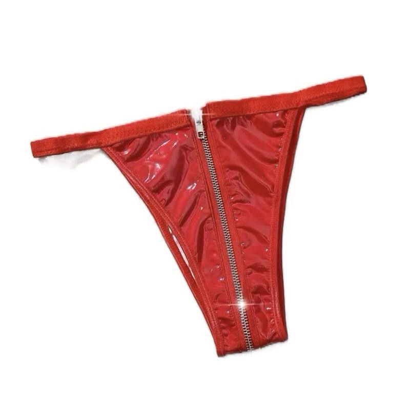 Sexy Red Zipper Thong