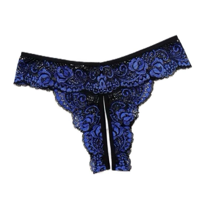 Blue Crotchless Knickers
