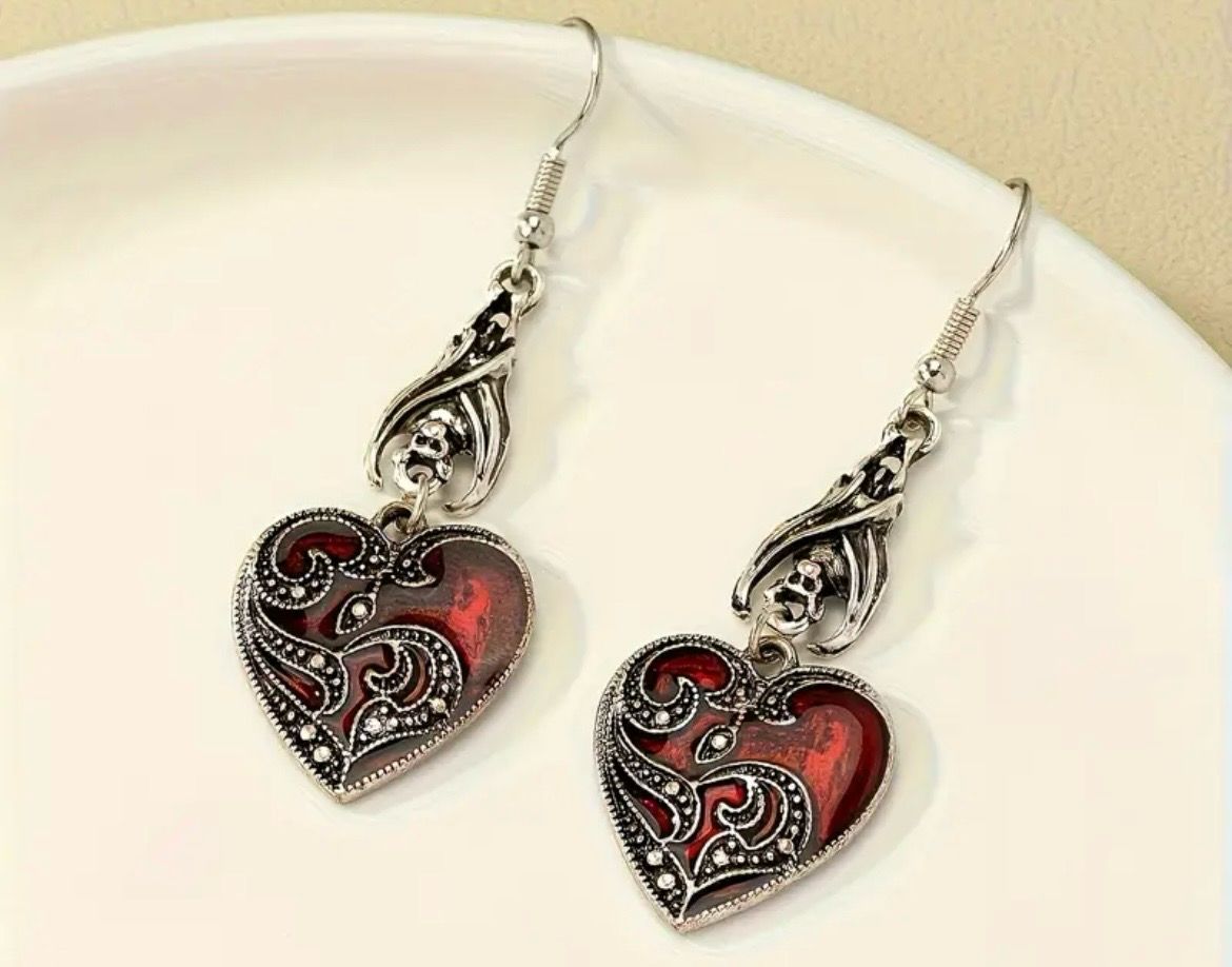 Beautiful Red Heart Earrings