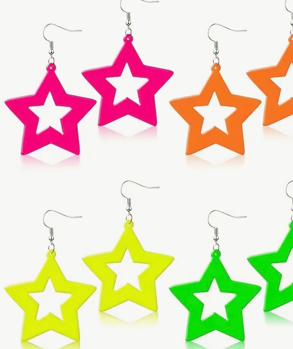 Neon Star Earrings