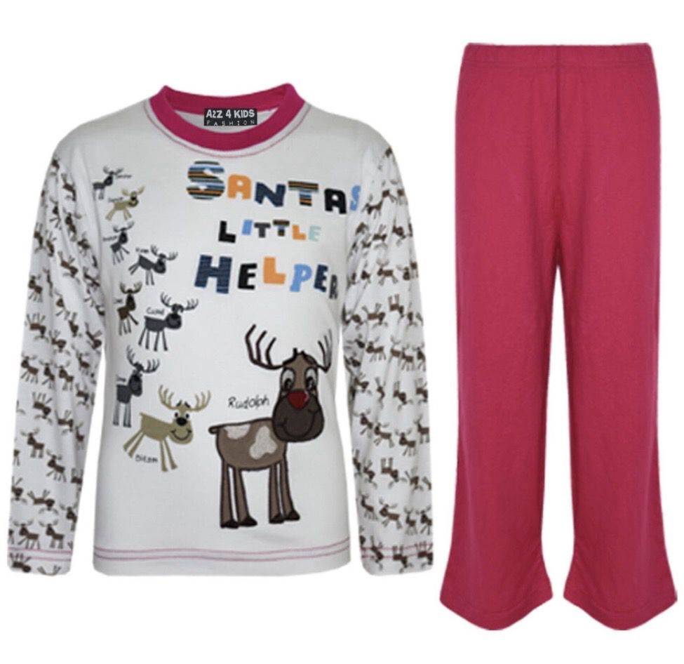 Pink Cotton Festive Pyjamas Reindeer Rudolph