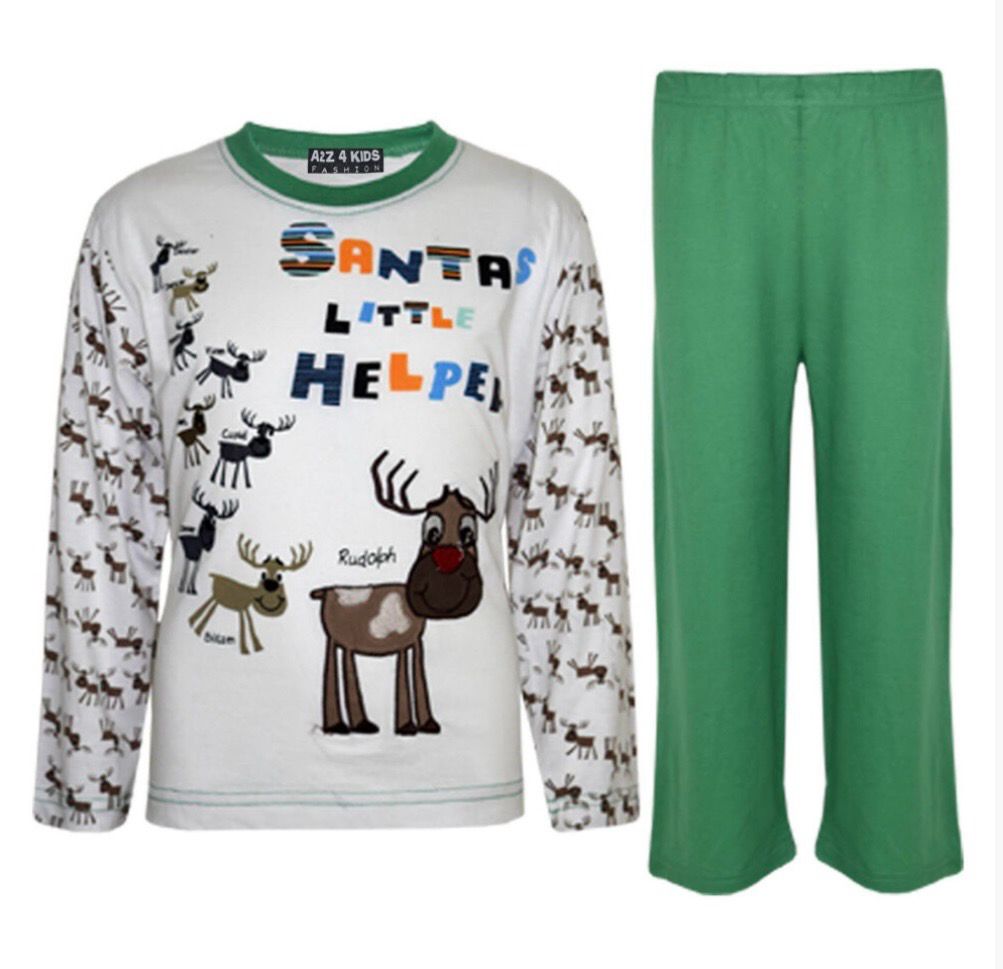 Green Cotton Festive Pyjamas Reindeer Rudolph