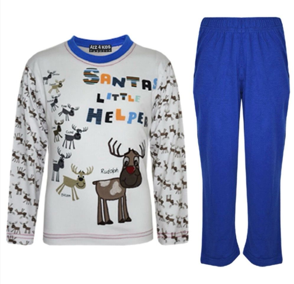 Blue Cotton Festive Pyjamas Reindeer Rudolph