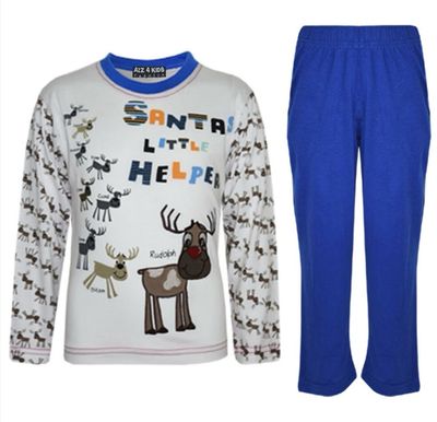 Blue Cotton Festive Pyjamas Reindeer Rudolph