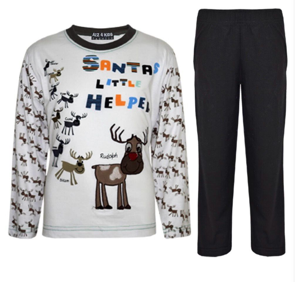Black Cotton Festive Pyjamas Reindeer Rudolph