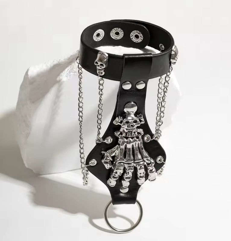 PU Leather Skull Finger Bracelet