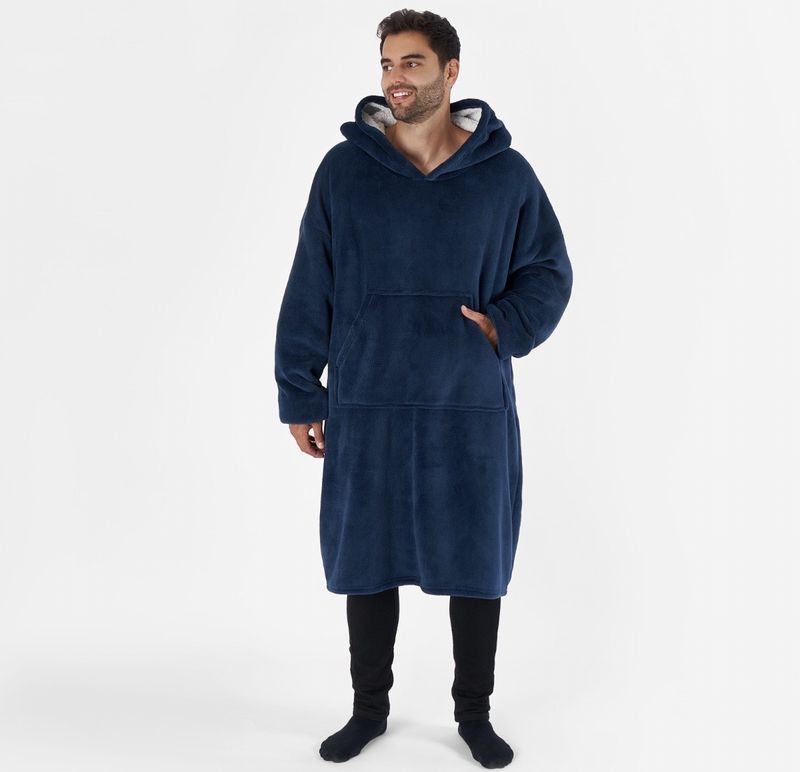 Navy Long Hoodie Blanket