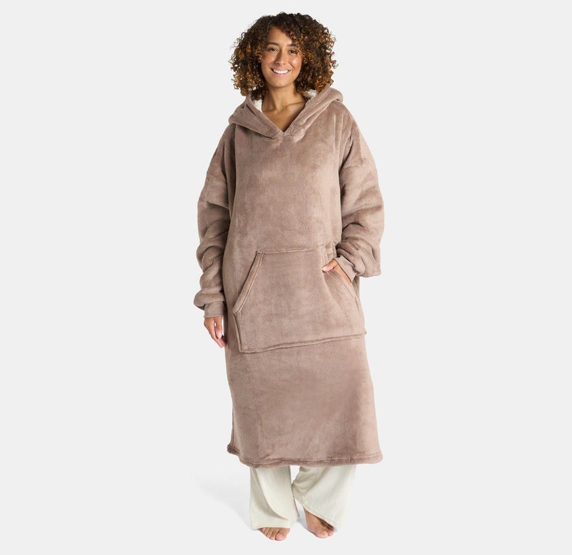 Beige Long Hoodie Blanket
