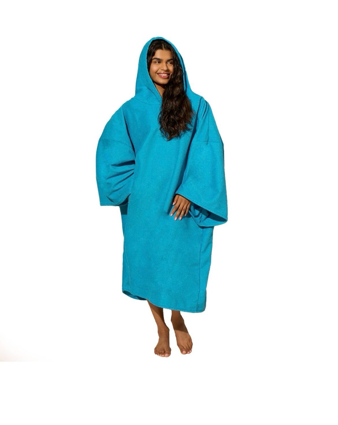 Rebranded Long Poncho Towel Blue