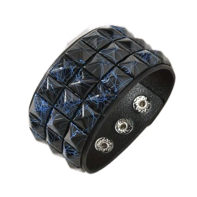 Leather Wide Bracelet With Studs