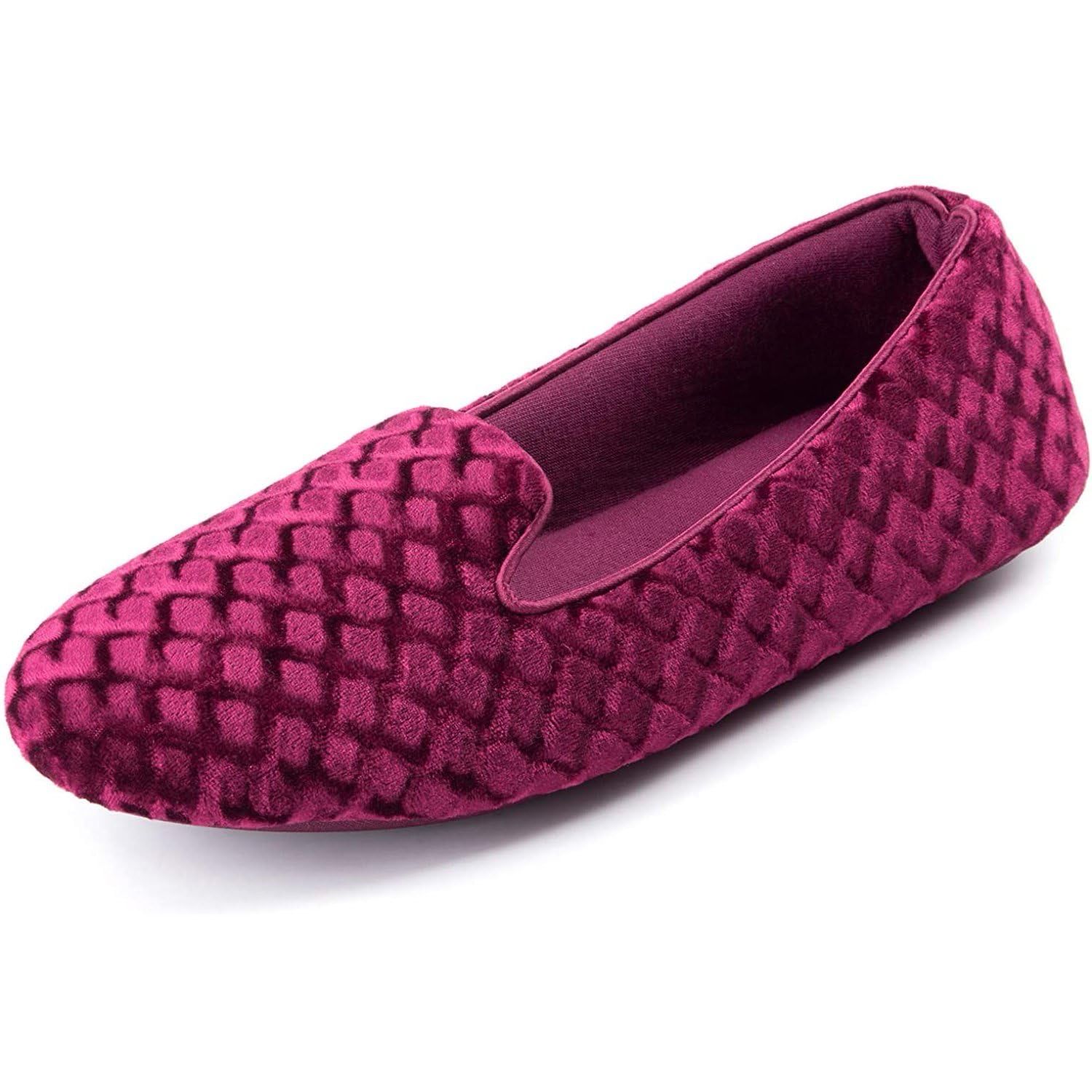 Velour Memory Foam Slippers Burgundy