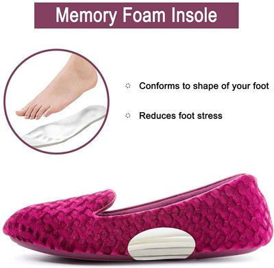 Velour Memory Foam Slippers Burgundy