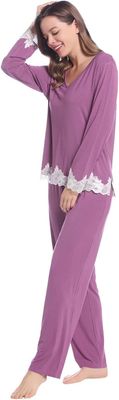 Purple Lace Trim Pyjamas Set
