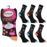 Ladies Floral Flexi-Top Non Elastic Socks 3pack