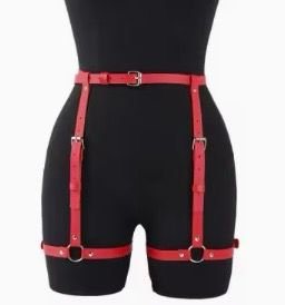 Leather Legs Harness Red