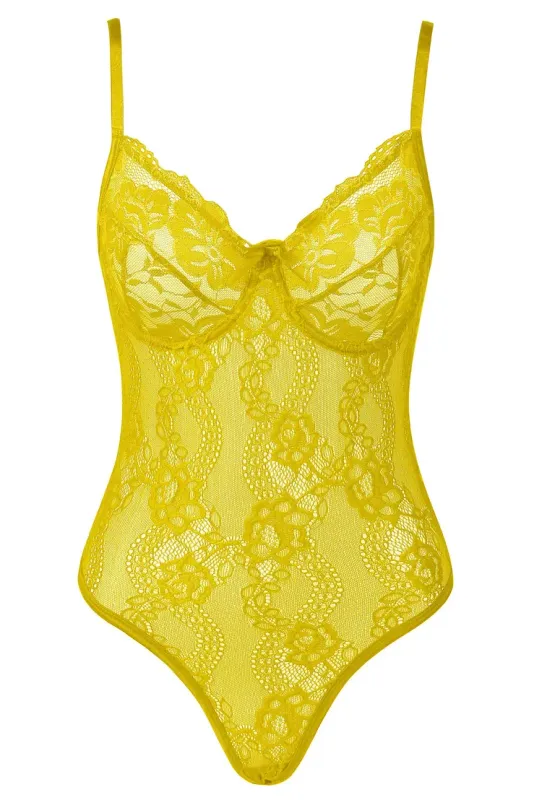 Lace Bodysuit Yellow