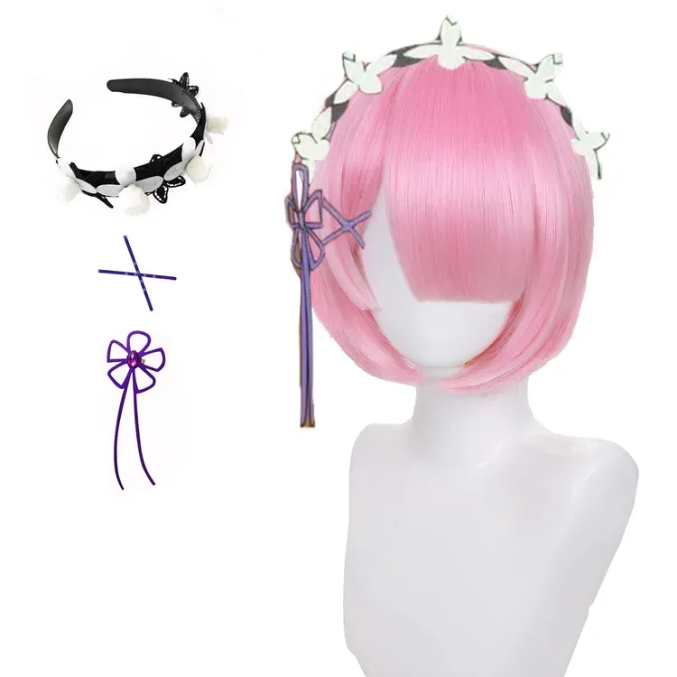 Anime Ram Cosplay Wig Pink