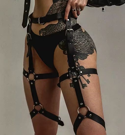 Long Leather Legs Harness