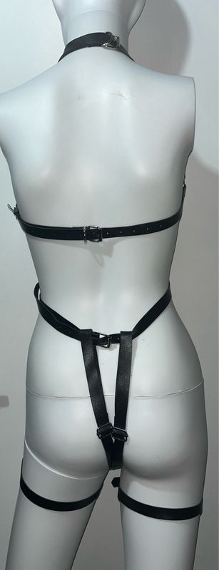 Full Body Leather Harness With Suspenders