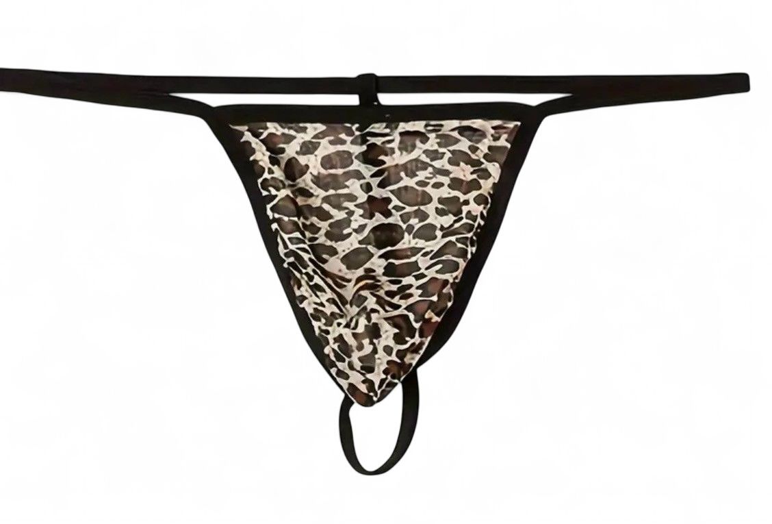 Men Leopard Print Thong Panties