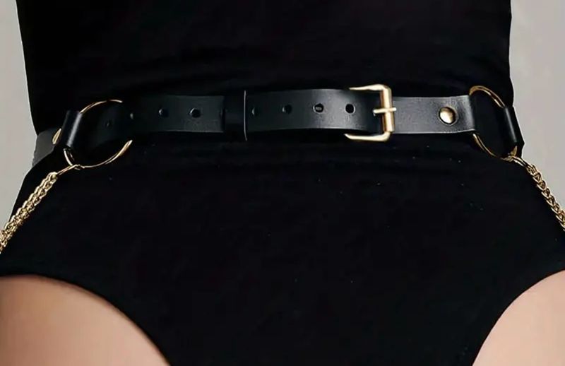 Leather Belt With Chains Plus Size