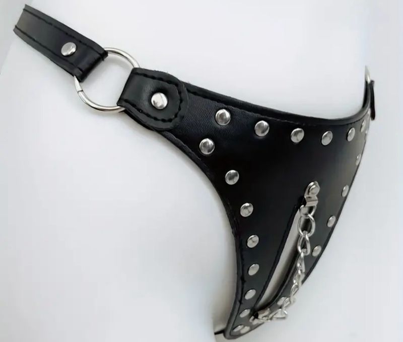 Black PU Leather Knickers With Studs