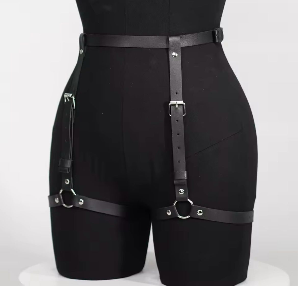 Leather Legs Harness Black