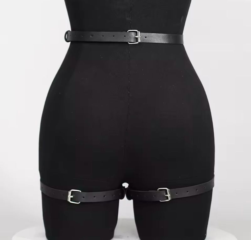 Leather Legs Harness Black