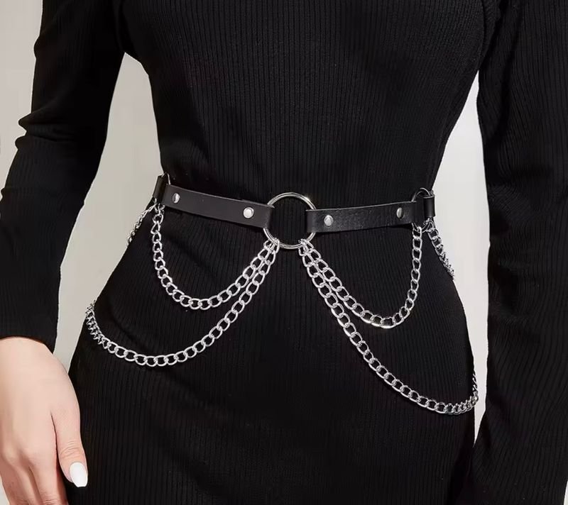 Leather Belt With Chains
