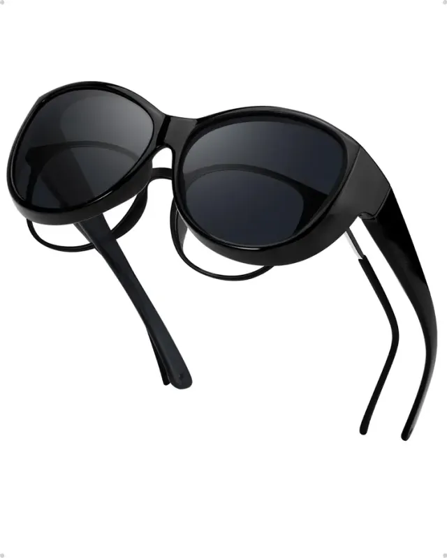 Polarised Black Sunglasses Over Glasses