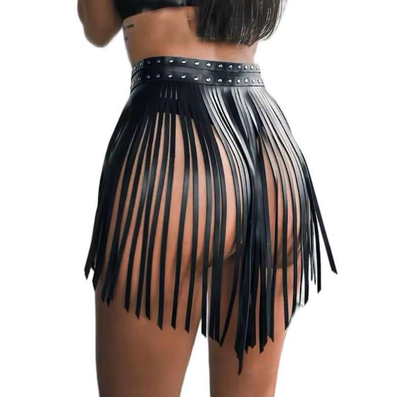 Leather Tassels Skirt