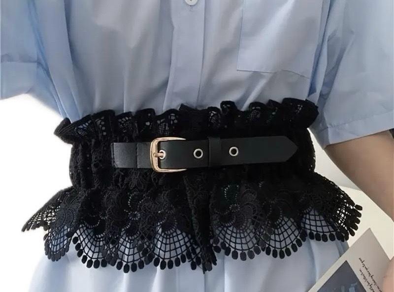 French Lace Black Belt