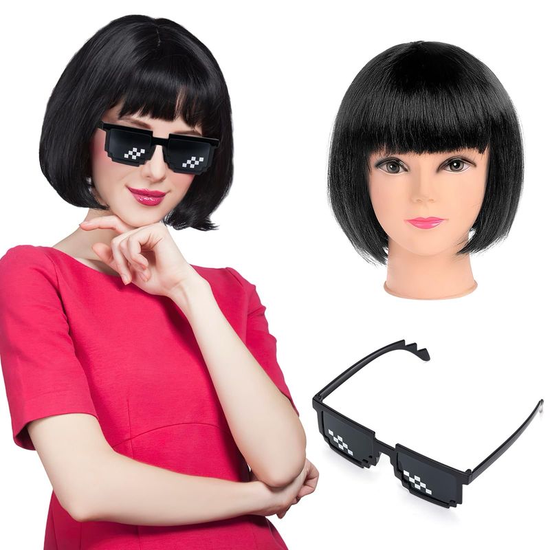 Short Wig With Glasses