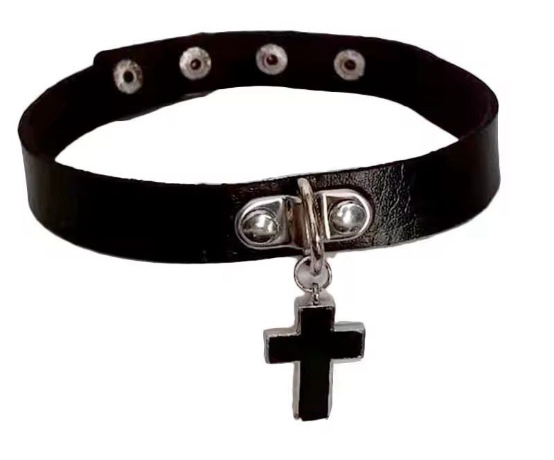 Leather Choker With Cross