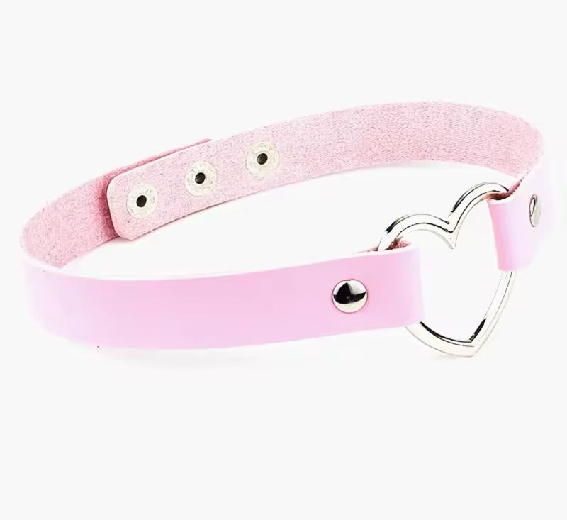 Leather Choker With Heart Different Colours