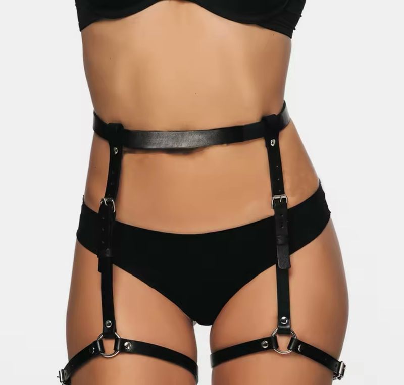 Black Leather Suspenders