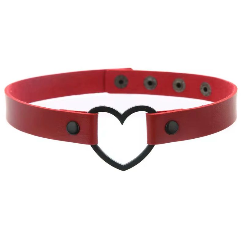 Leather Choker With Black Heart
