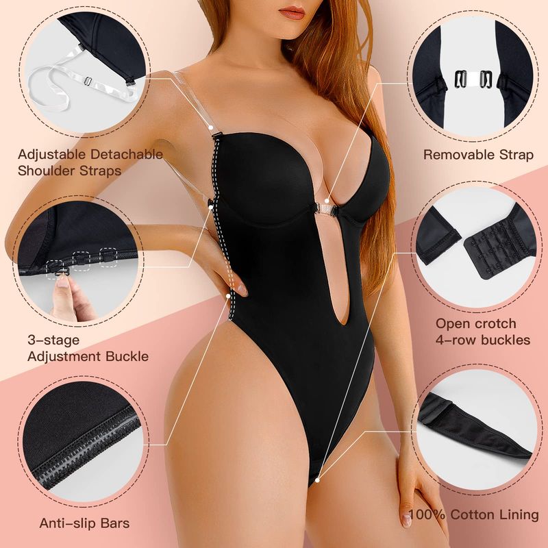 Backless Shapewear Bodysuit Black