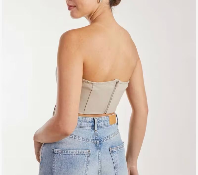 Lace Up Corset With Zip Stone