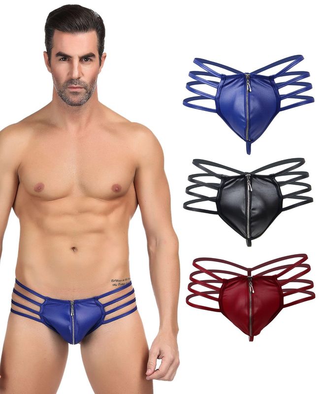 Men Zipper Ball Pouch Thong