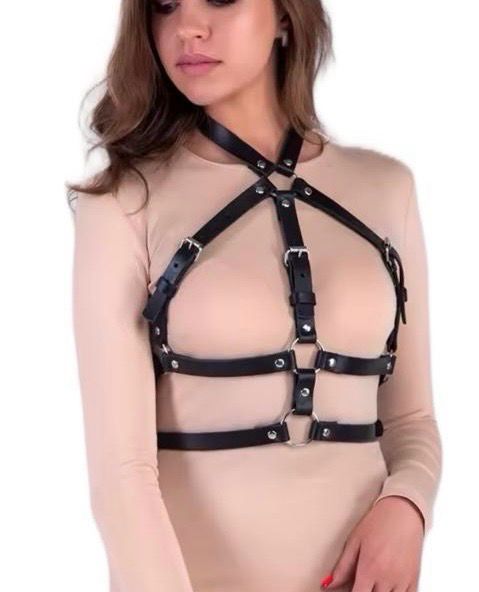 Black Chest Harness With Rings