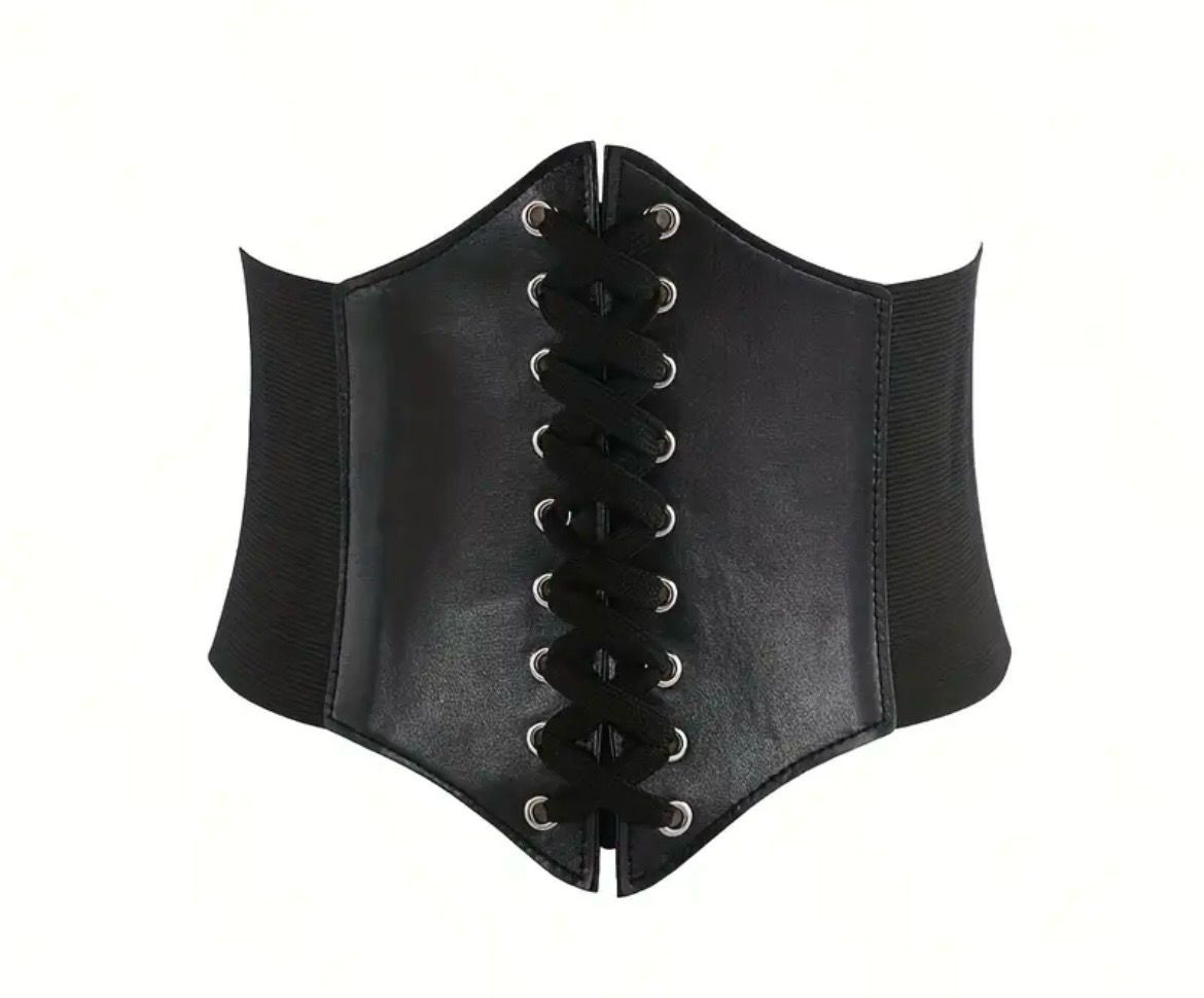 PU Leather Corset Elastic Belt Plain