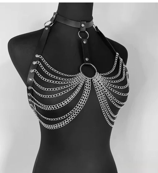 Leather and Chains Chest Harness
