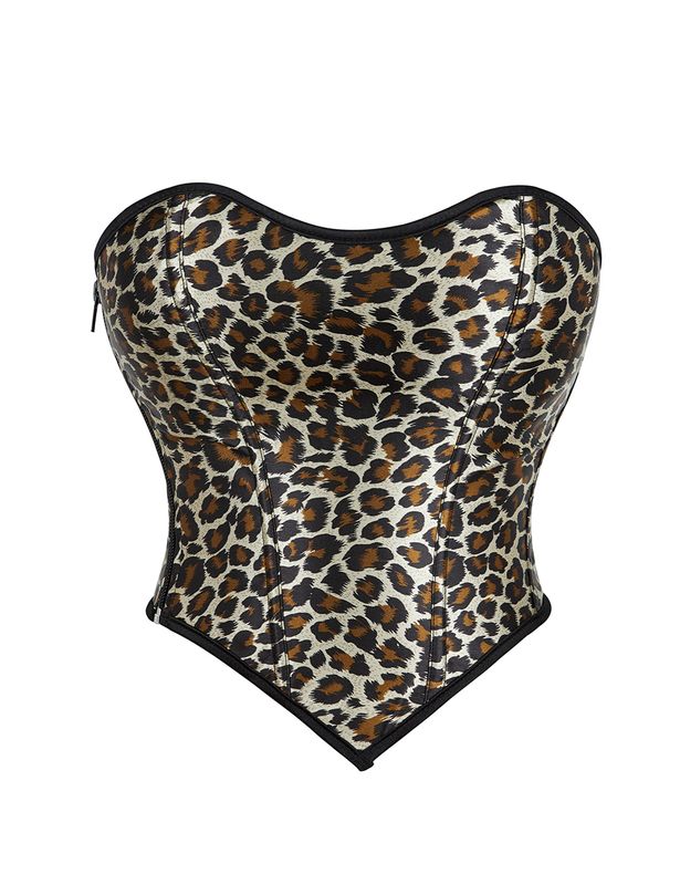 Leopard Print Satin Corset