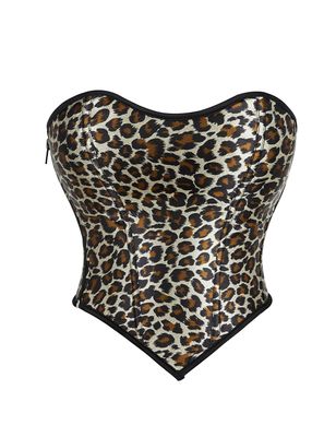 Leopard Print Satin Corset